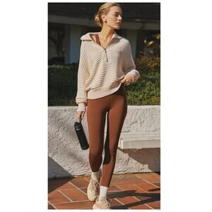 Varley Tara Pointelle Half-Zip Knit Pullover Size XS